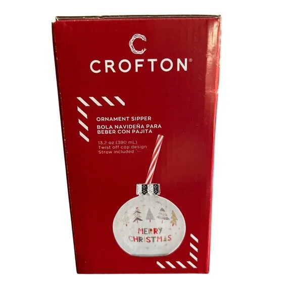 Crofton Ornament Sipper Cup - 13.2 Oz Christmas Tree Design W/ Straw - Picture 4 of 5